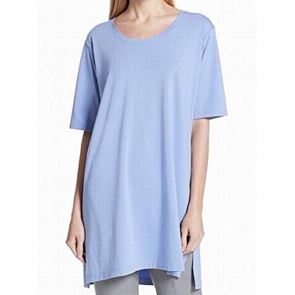 Eileen Fisher Side Slit Tunic Top, Blue, size M